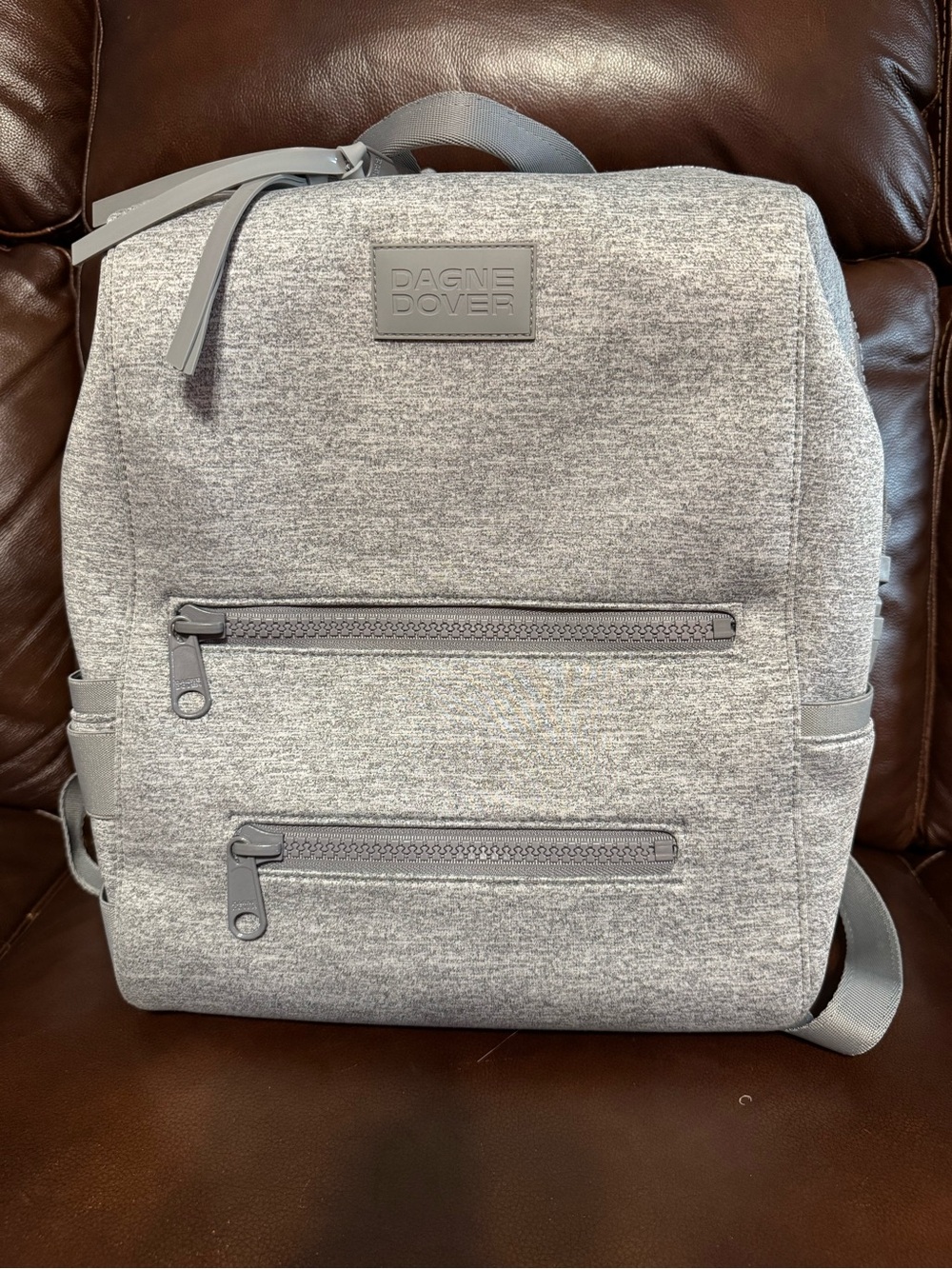 Dagne Dover Light Gray Backpack Diaper bag with Dual Front Zips-Large
